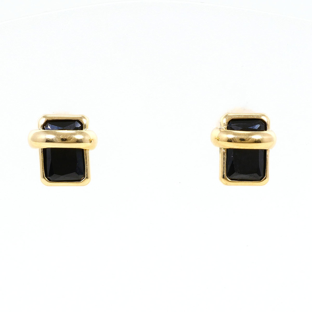 VINTAGE 18k Gold Onyx Earrings